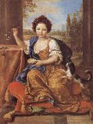 Pierre Mignard Girl Blowing Soap Bubbles oil painting